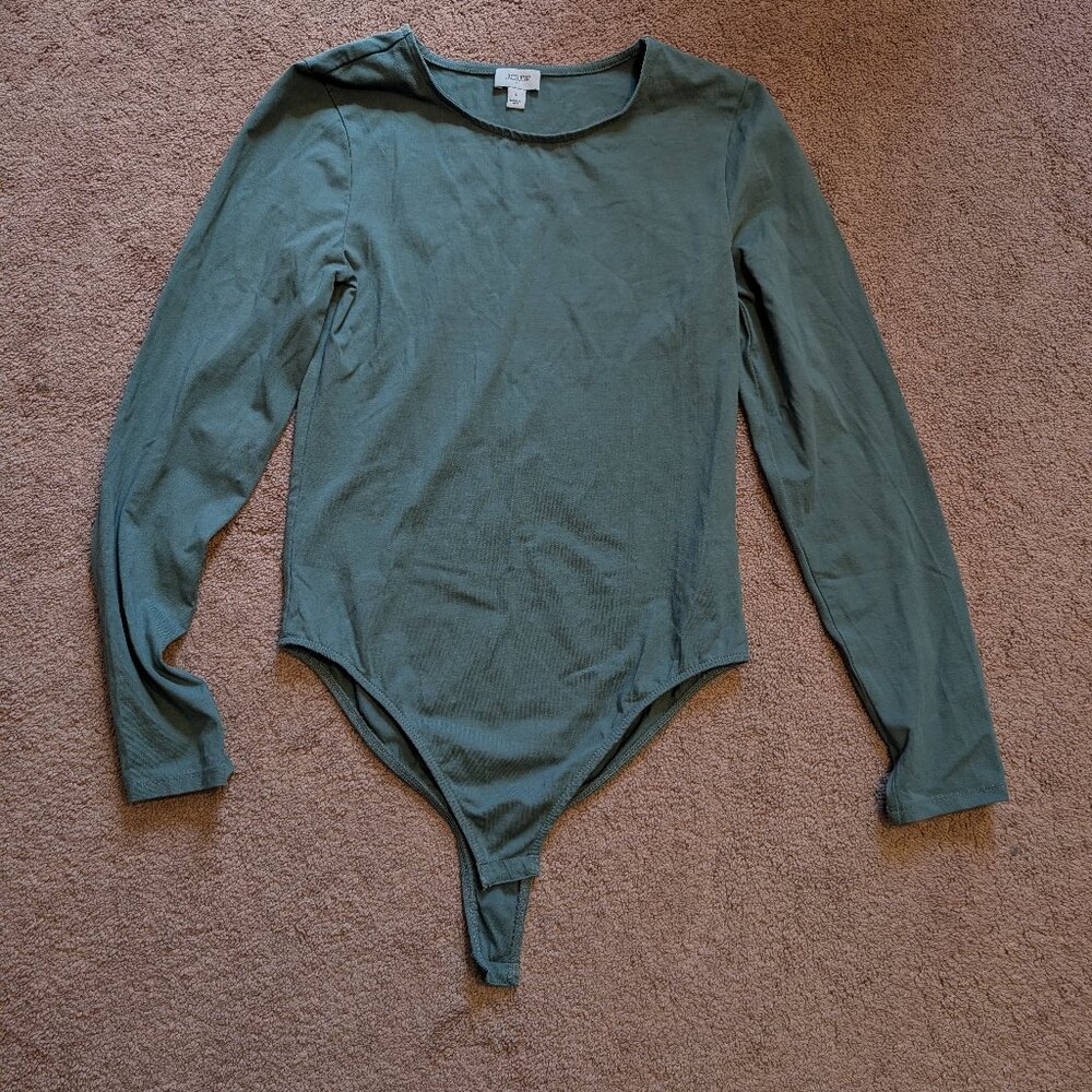 J Crew Long Sleeve Green Body Suit Size Small